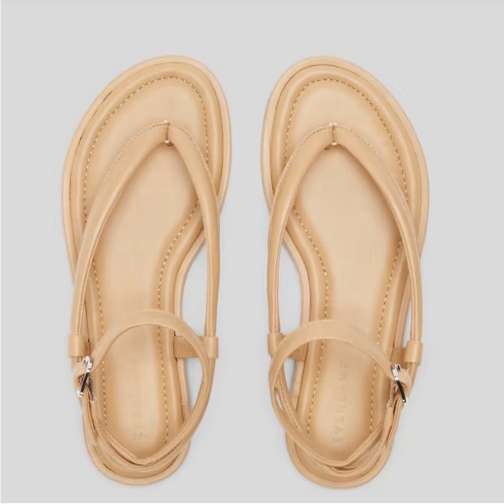 Everlane Tan Leather T-Strap Sandals